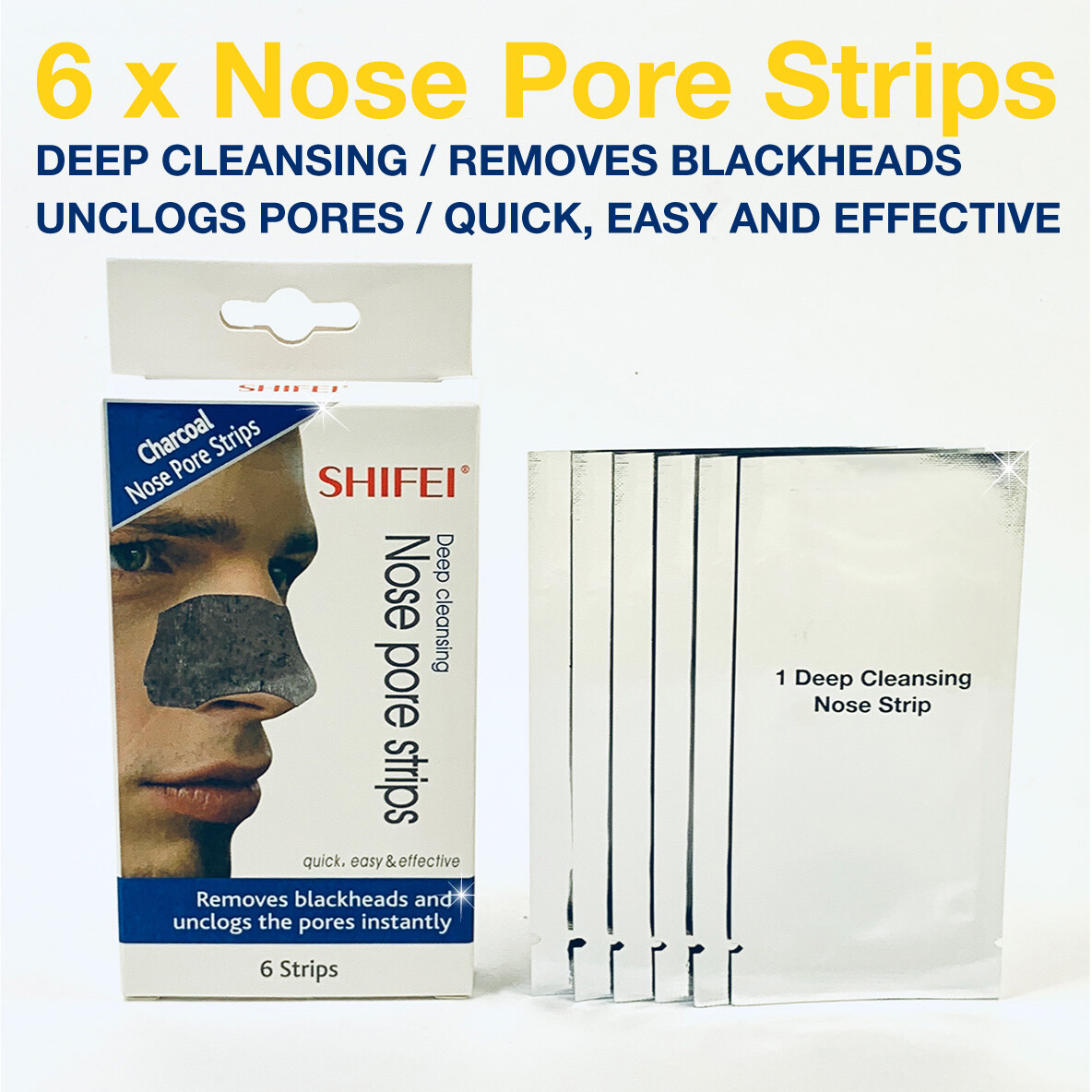 Deep Cleansing Nose Pore Strips Men Removes Blackheads Unclogs Pores 6