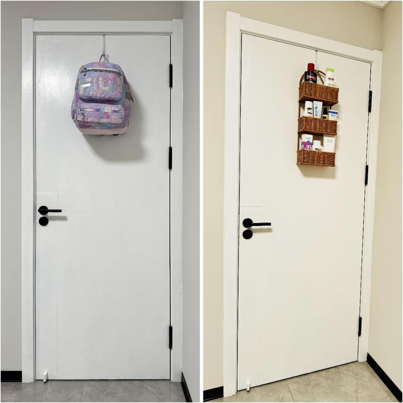 Over the Door Hooks 4Pcs L=5.5" Fit 1 3/8" Door Steel w/ White Rubber Coating Ha