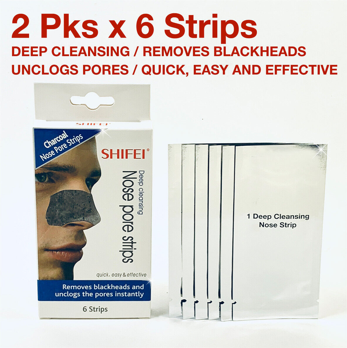 Nose Pore Strips Men Deep Cleansing Removes Blackheads Unclogs Pores 12
