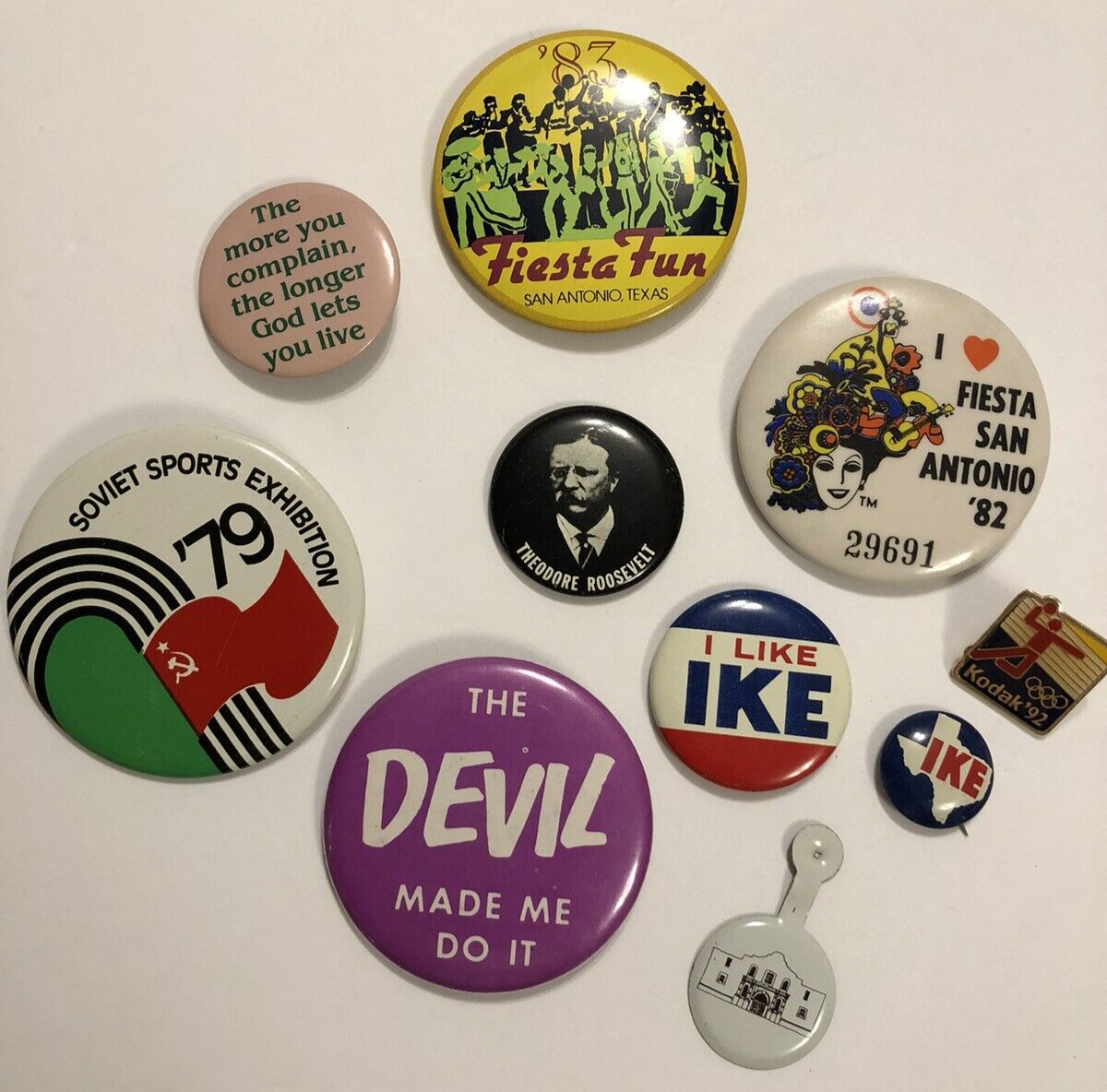 Vintage Lot (10) Pinback Button Pins 50's, 70's, 80's Political