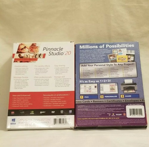 (7 pack)Pinnacle Studio 20 Video Editing Suite/ PRINTMASTER Platinum Broderbund