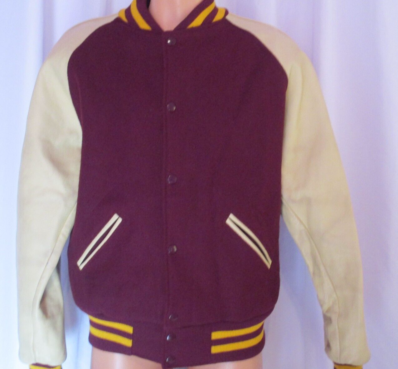 VTG TM ATHLETICS 100% Wool Bomber Varsity Jacket Mens Size