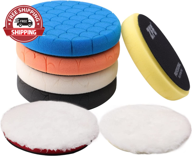 Buffing Polishing Pads, 7Pc 5.5 Inch Face for 5Inch 125Mm Backing Plate Compound