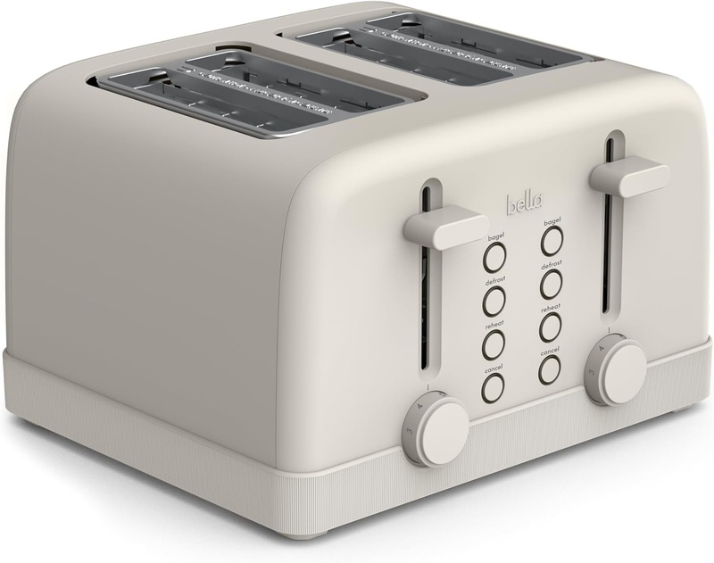 4 Slice Toaster, 6 Setting Shade Control W Reheat, Cancel, Bagel & Defrost Buttons, Removable Crumb Tray, anti Jam & Auto Shutoff, Auto Centering Guides & Cord Wrap, 1500 Watt, Oatmilk