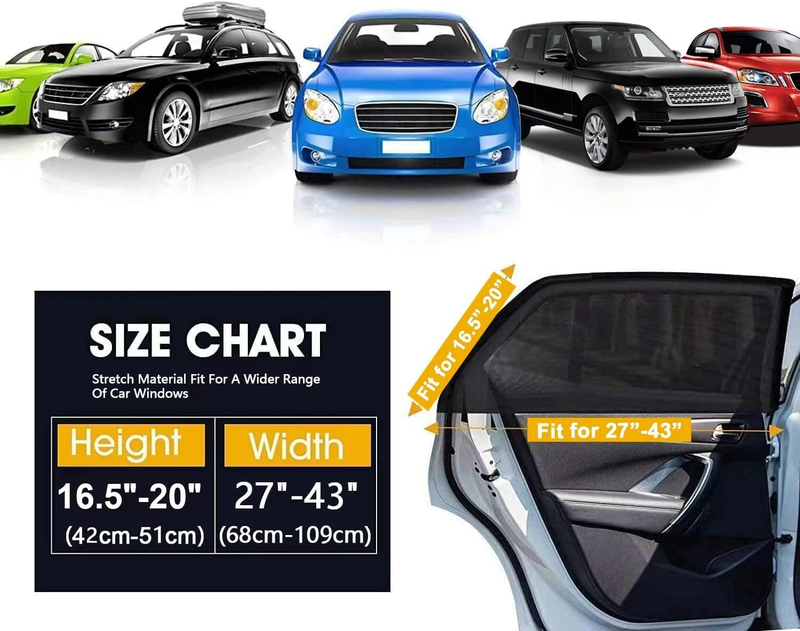 Car Window Shades,Highly Elastic Universal Car Rear Side Window Screen Mosquito