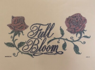 Original Vintage 1979 Full Bloom Rose Glitter Iron On Transfer