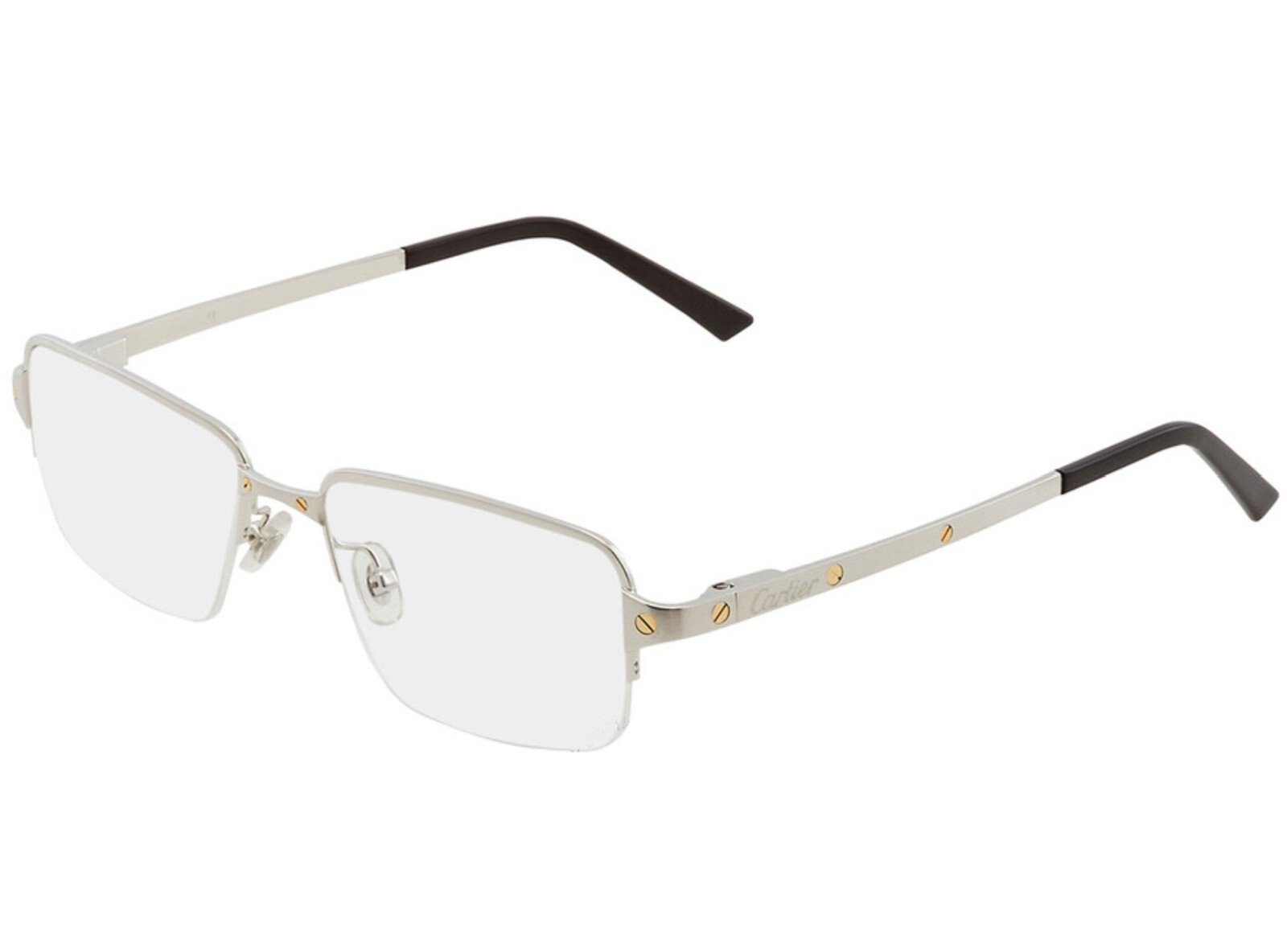 New CARTIER CT0041O 002 55mm Silver Gold Santos Halfrim