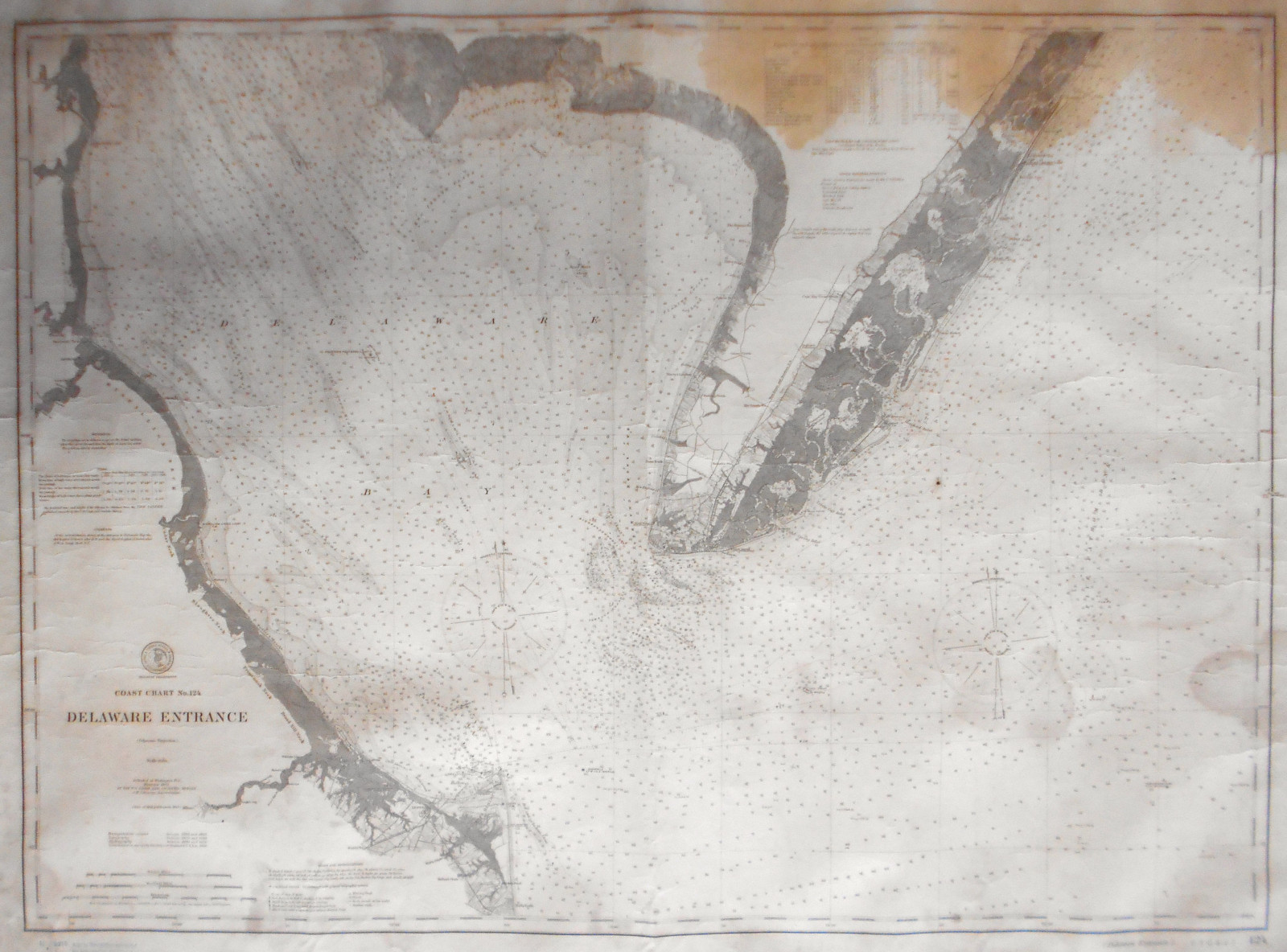 1902 Antique Sea Sailing Coastal Chart Map Delaware Entrance New Jersey (1902)