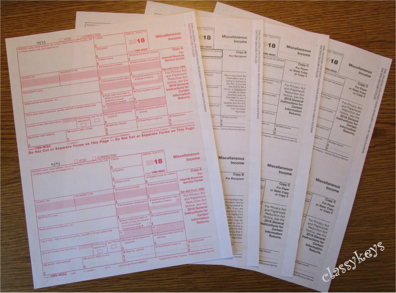 2018 IRS Tax Form 1099-MISC single sheet set LASER for 2 recipients #TF6103 4-pt | eBay for Free Printable 1099 Form 2017
