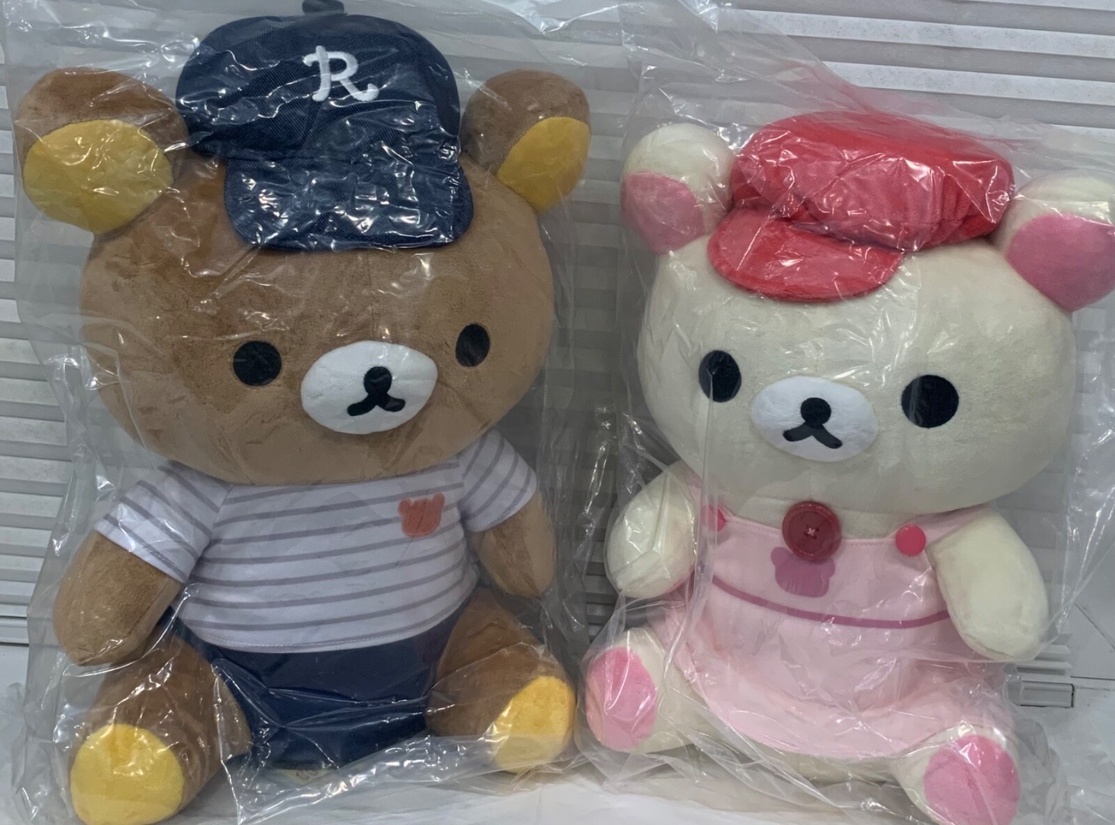 Set of 2 San-X Rilakkuma & Korilakkuma Bear in Cap Hat