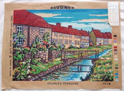 * Tivonex Israel Needlepoint Embroidery Canvas ENGLISH VILLAGE 14.5