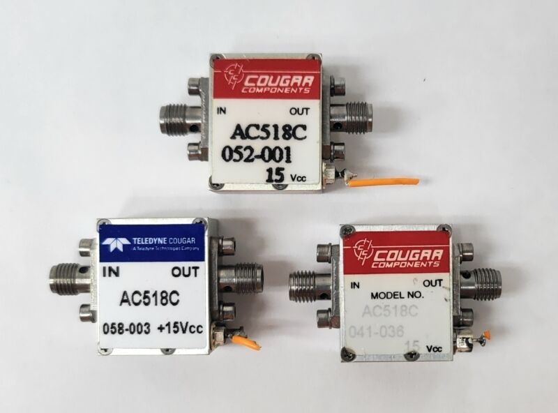 Lot Of 3 Teledyne Cougar Ac518c Sma Cascadable Amplifiers 5-500mhz