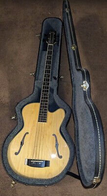 Samick HFB 590 acoustic/electric F-hole bass guitar with hard case