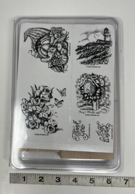 Stampin Up! Set of 6 Wood Stamps - Always On My Mind Lighthouse Cornucopia NEW