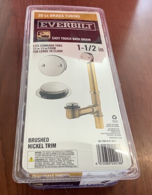 SEALED Everbilt 1-1/2  20GA Brass Pipe Bath Waste&Overflow Drain Brushed Nickel