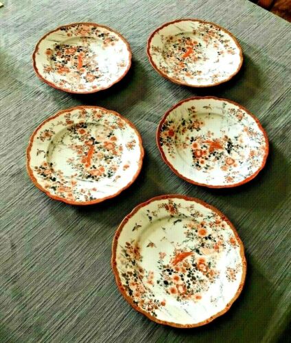 Antique set of 5 matching PLATES, Oriental design, Japanese or Chinese, not sure