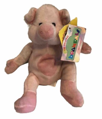 NOS Kelly Toy Percy Pig Bean Pal 1997 Plush Pink Stuffed Animal Tags Kellytoy