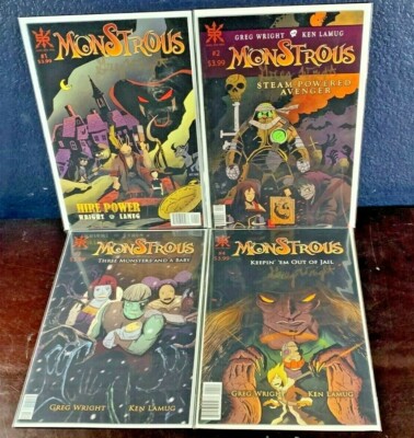 ALL SIGNED Greg Wright MONSTROUS 1 2 3 4 Complete Series Lot Set NM Source Point