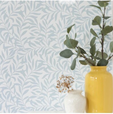 nu wallpaper WISLEY BLUE easy peel & stick removable wallpaper 20.5  x 18 