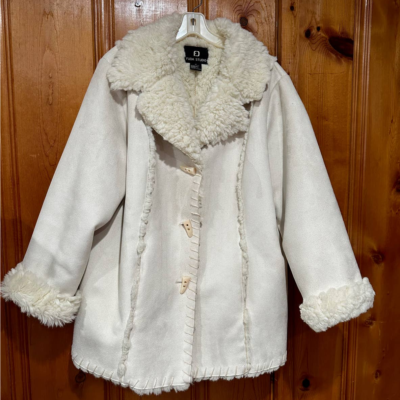 Shearling coat best sale white