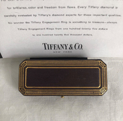 Vintage Tiffany & Co. Tooled Maroon Leather Push Button Display Presentation Box