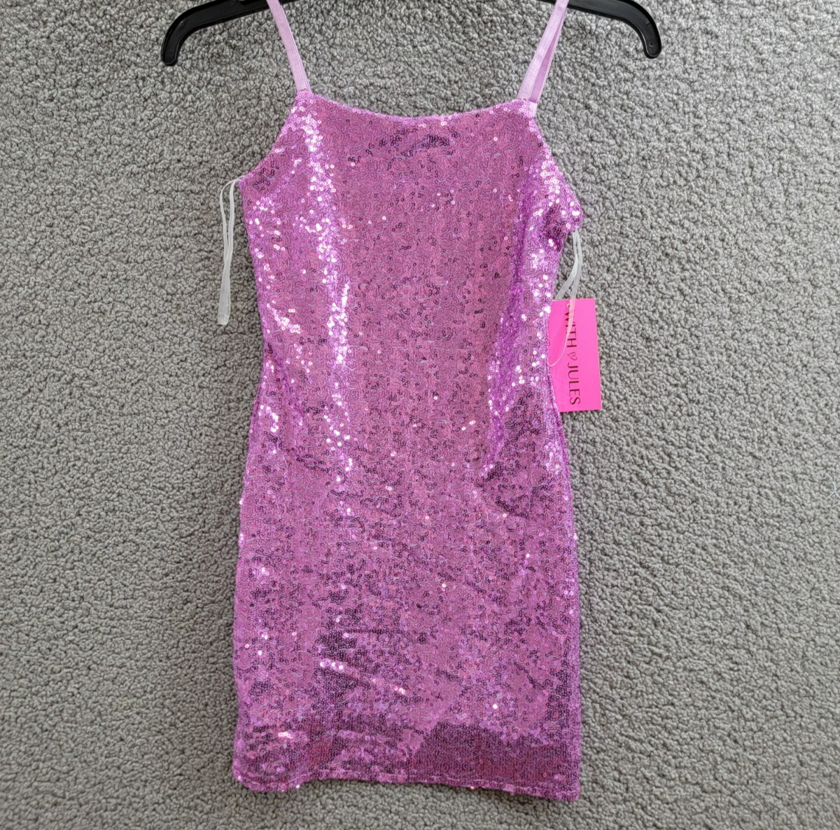 With Jules Sleeveless Sequin Bodycon Dress Big Girls L Lilac Round Neck Pullover - Picture 2 of 15