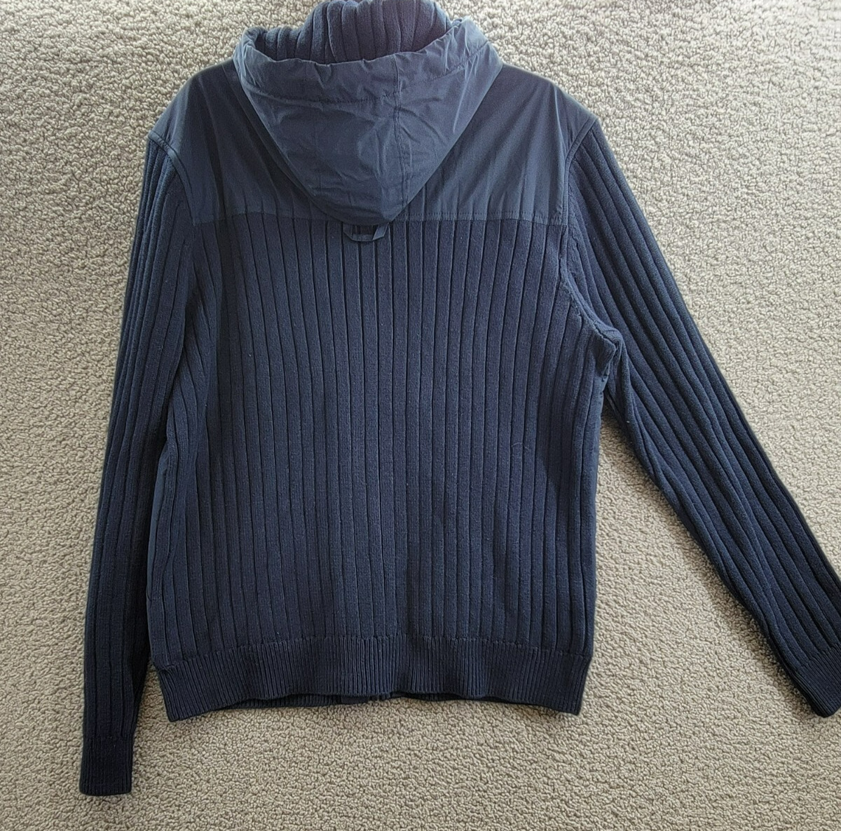 BASS OUTDOOR Mixed Media Zip-Front Hooded Sweater Jacket Men's L Navy Blaze L/S - Picture 11 of 17