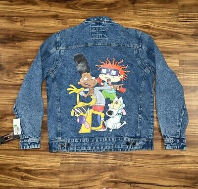 Members Only Nickelodeon Rugrats Hey Arnold Rocko Catdog Denim Jacket Size Large