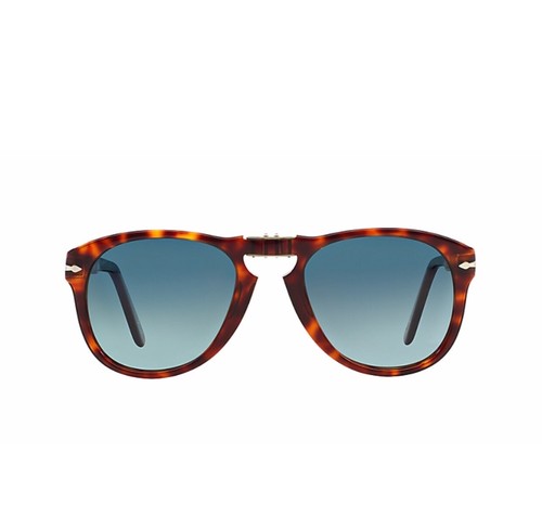 Pre-owned Persol Authentic  714 Sunglass Blue Polarized Steve Mcqueen Dark Havana 54mm In Polarized Blue Gradient