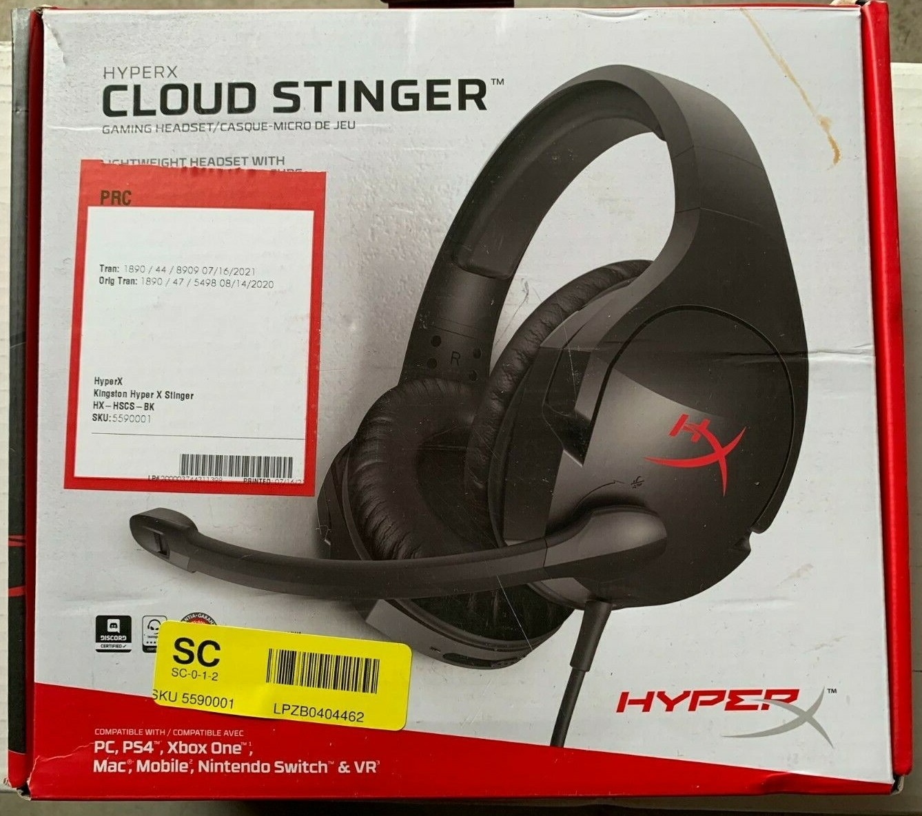 HyperX Cloud Stinger Red / Black Headband Gaming Headset for PC 