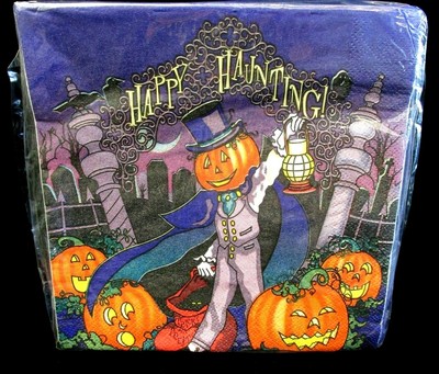 Halloween Napkins Happy Haunting Mr Pumpkin Head 20 2Ply Luncheon Party Supplies