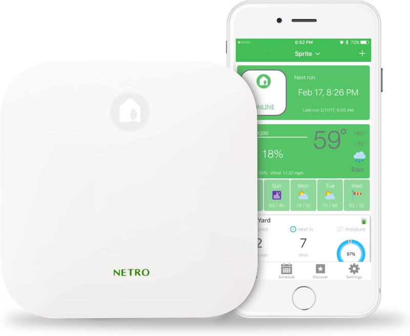Netro Smart Sprinkler Controller, Wifi, Weather Aware, Remote Access, 6 Zone, Co