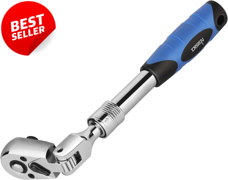 3/8in Extendable Flex Head Ratchet Wrench 72T Quick Release Chrome - US