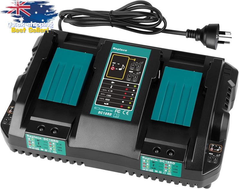 Makita DC18RD Rapid Charger Dual Ports for 14.4V-18V LXT Lithium Batteries