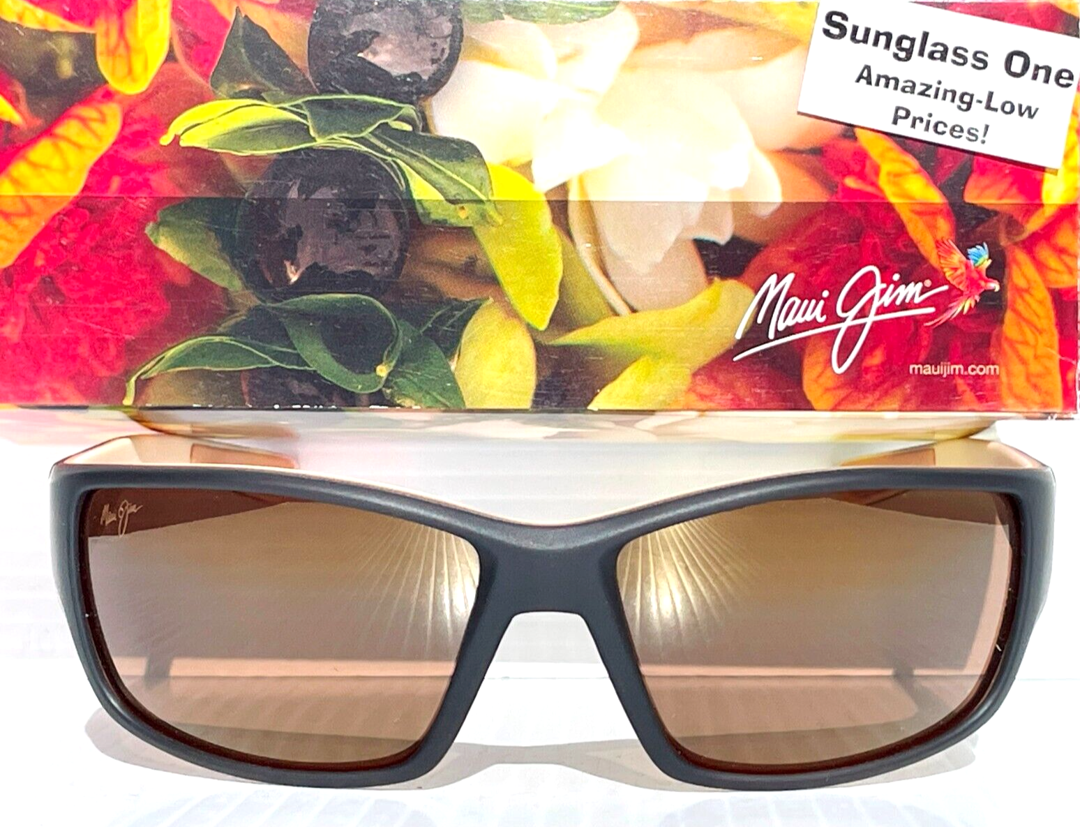 Pre-owned Maui Jim Local Kine Mat Brown & Tan Polarized Brown Glass Sunglass H810-25mc