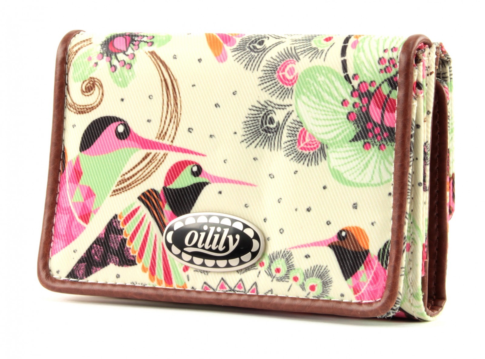 Oilily Tropical Birds Flap Wallet Geldbörse Off White Weiß Beige Neu