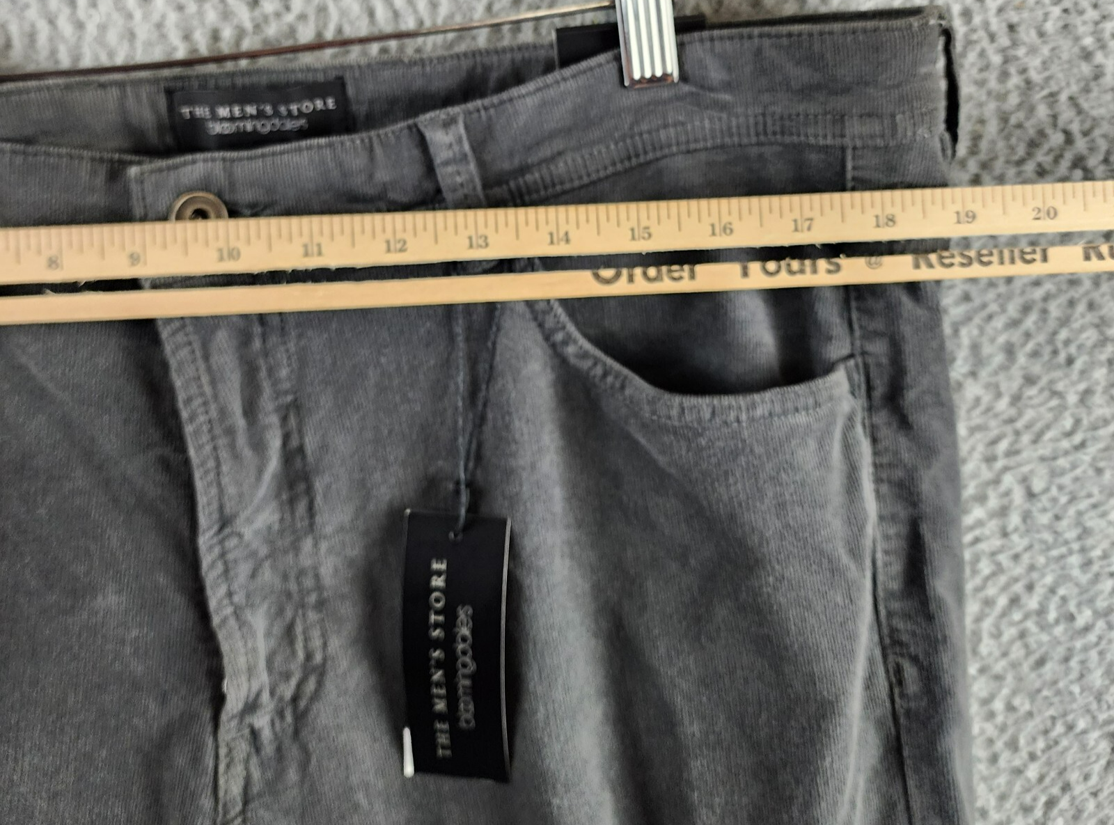 The Men's Store at Bloomingdale's Tailored Fit Corduroy Pants Men's 38Wx34L Gray - Picture 6 of 14