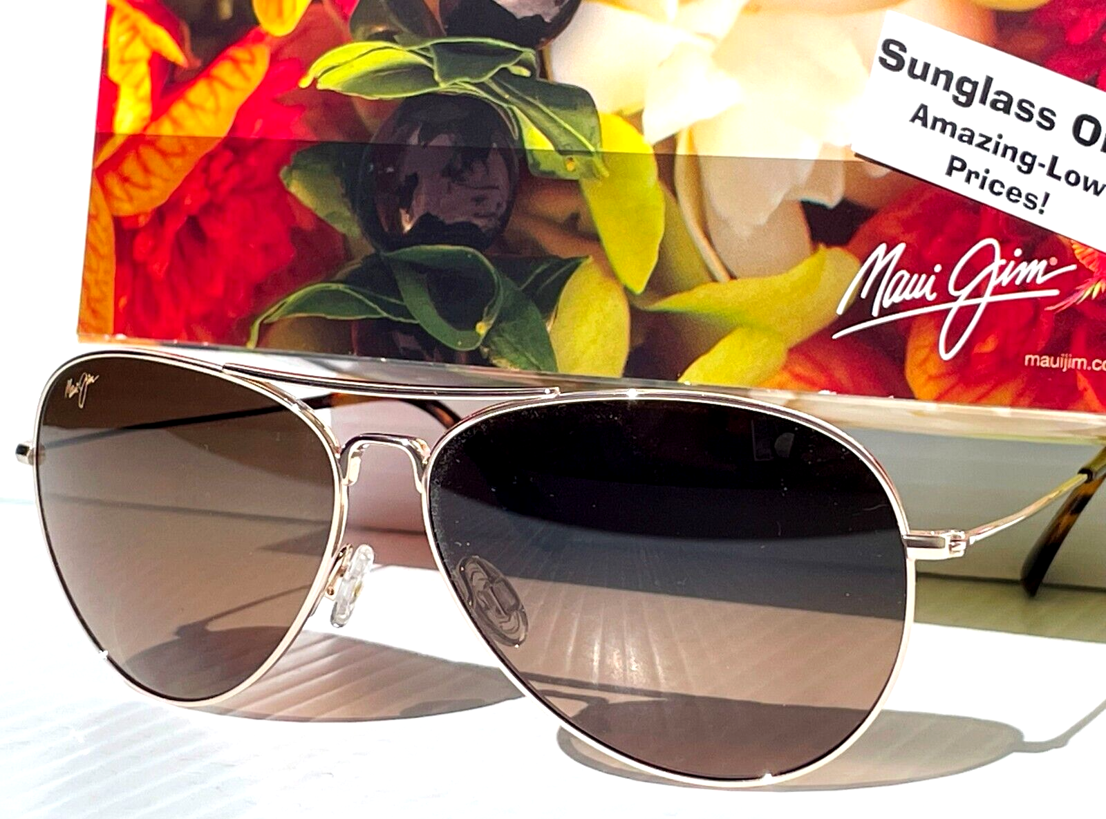 Pre-owned Maui Jim Mavericks Gold Polarized Hcl Bronze Lens Sunglass Hs264-16