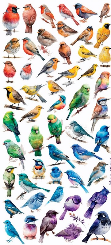 Violette Stickers Mini Rainbow Realistic Birds  Crafts Planner Supply