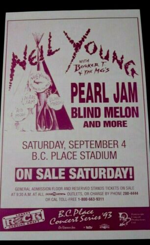 Neil Young Pearl Jam Blind Melon Dylan Spin Trees 1993 Original Concert Handbill