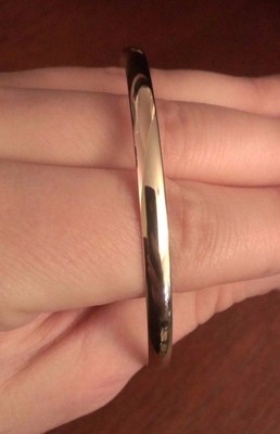Pre-owned Wishing For Claudia 14k Yellow Gold 7.75" Solid 4mm Polished Round Slip-on Bangle Bracelet