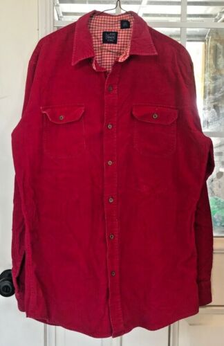 Vintage Sears Cotton Red Corduroy Button-Up Shirt Mens L X-Tall 
