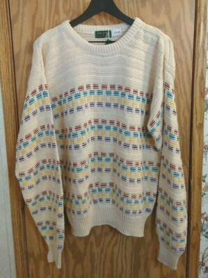 Colours Alexander Julian Cosby Style Sweater Made in USA Multicolor Men's M VTG 