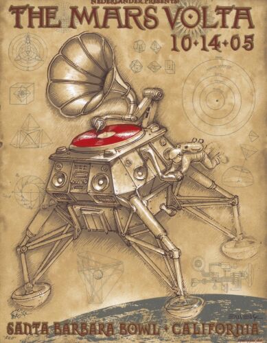 MINT/SIGNED/DOODLED EMEK Mars Volta 2005 Santa Barbara RED VARIANT Handbill 