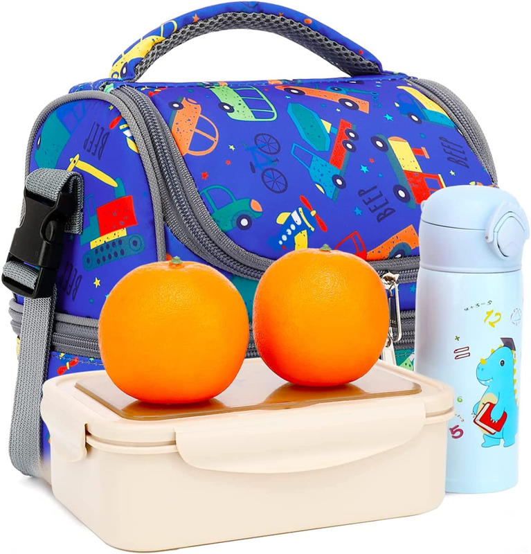 Kids Double Decker Cooler Insulated Lunch Bag Large Tote for Boys, Girls, Men, W