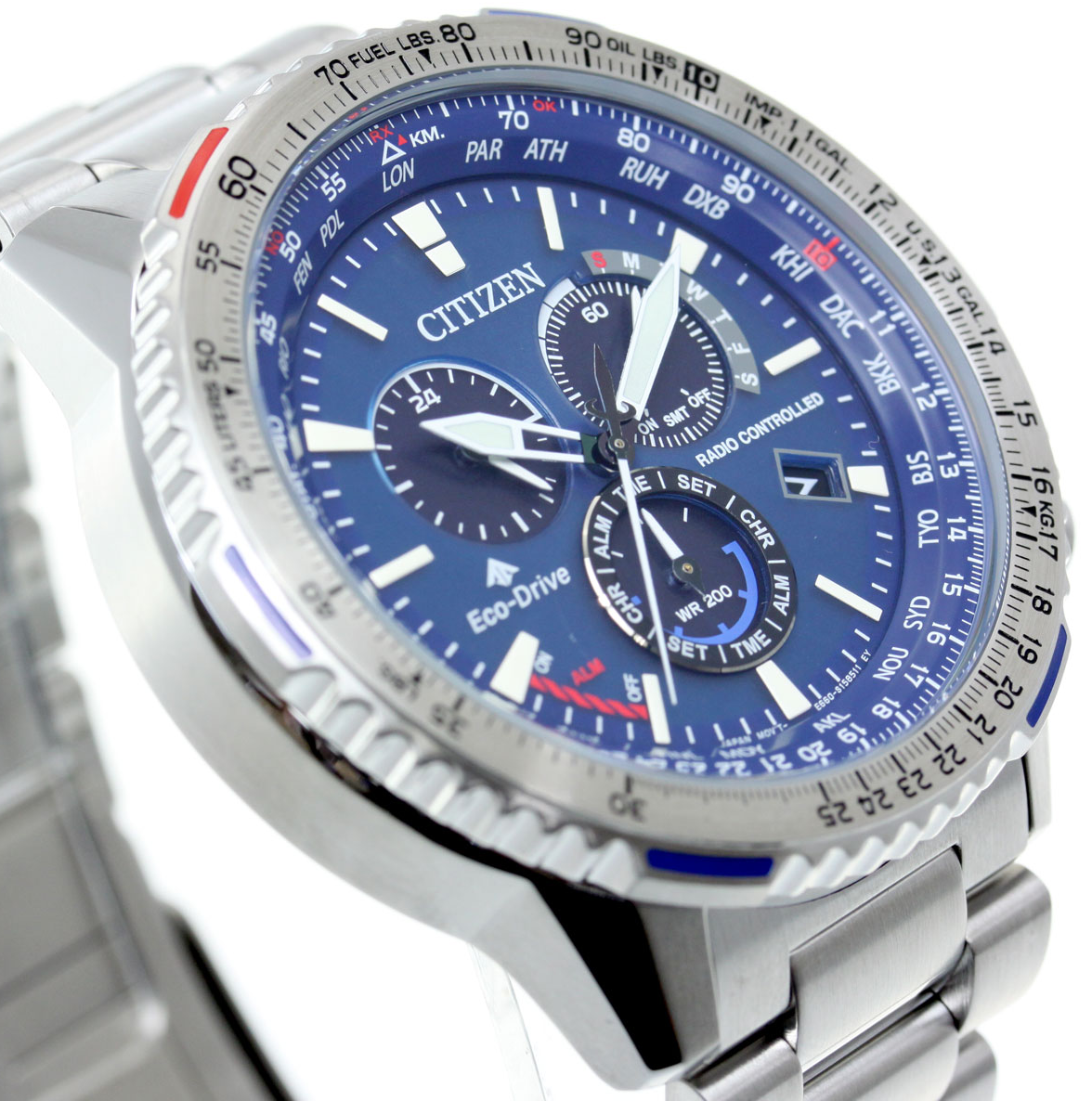 Pre-owned Citizen Promaster Sky Blue Dial Saaphire Radio Controlled Eco-drive Cb5000-50l