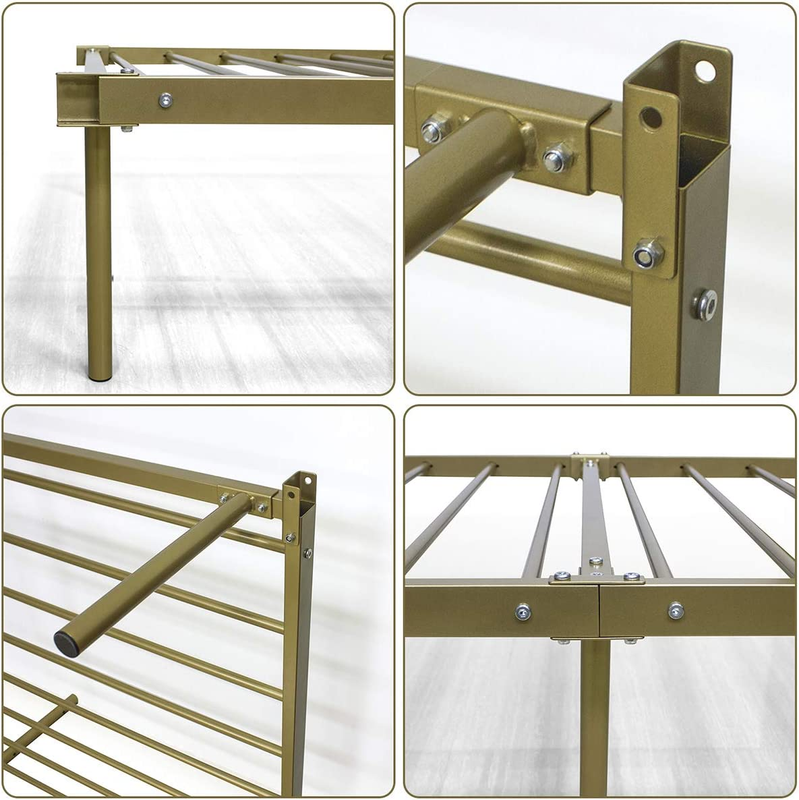 Unique Canopy Bed Frame with 4 Posters Vintage Classic Design Metal Bed Frame No