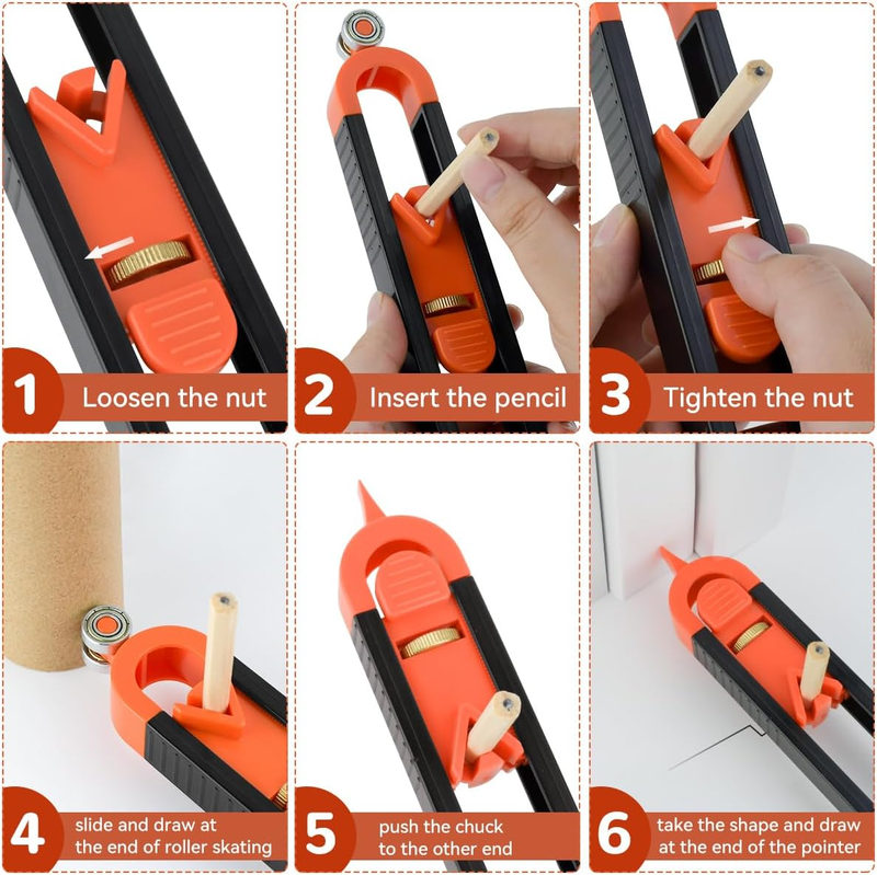 1 Pack Precise Contour Scribe Tool with 2 Pencil, Upgrade Contour Measuring Tool