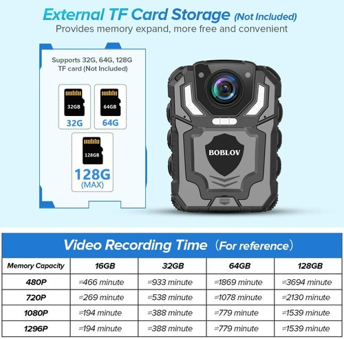 📸 BOBLOV HD 1296P Police Camcorder Body Camera with Audio vedio Recording 128GB