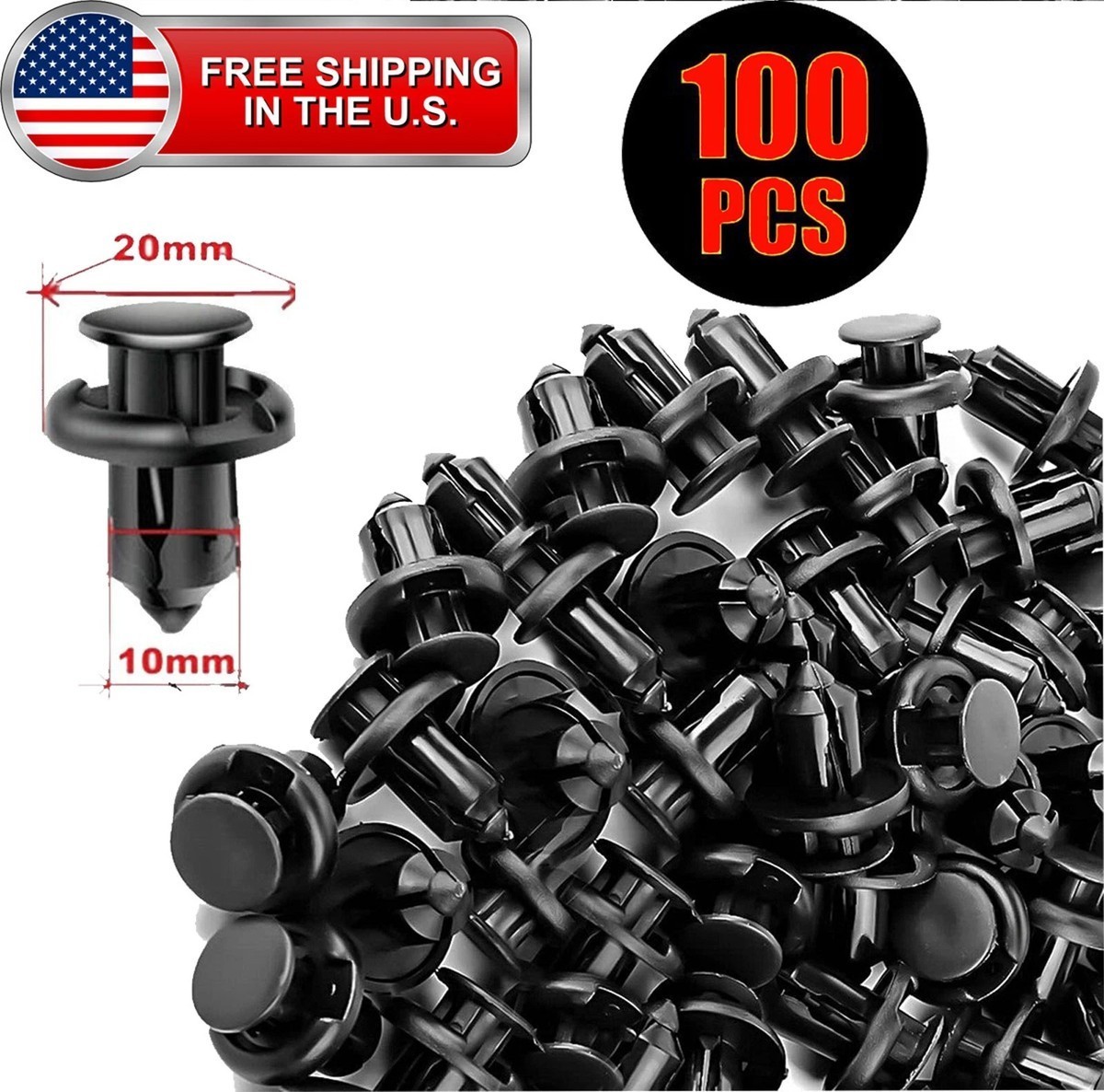 100pcs for Honda Bumper Clips Retainer 10mm Hood Fender-Push Rivets Fasteners A+